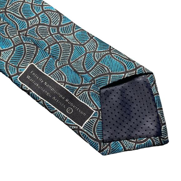 Scorched Earth Aboriginal Indigenous Art Design Tie Australia Blue Classic Width - Picture 4 of 6